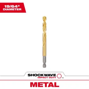 Milwaukee Shockwave 19/64 in. X 4.37 in. L Titanium Red Helix Drill Bit Hex Shank 1 pc