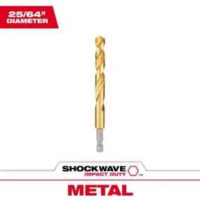 Milwaukee Shockwave 25/64 in. X 4-11/16 in. L Titanium Red Helix Drill Bit Hex Shank 1 pc