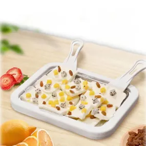 Mini Frozen Yogurt & Ice Cream Maker Pan – Create Rolled Ice Cream Delights at Home with Spatulas for a Sweet Treat Experience