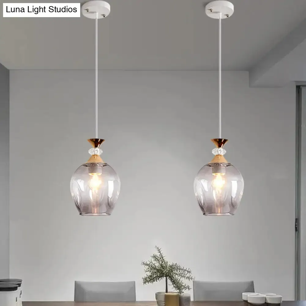 Modern Cup-Shaped Glass Pendant Light with Multi-Colored Dimples