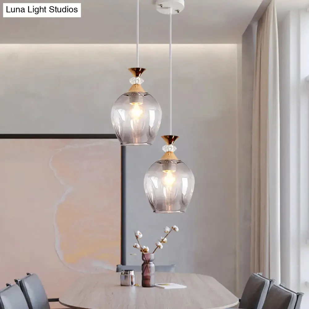 Modern Cup-Shaped Glass Pendant Light with Multi-Colored Dimples