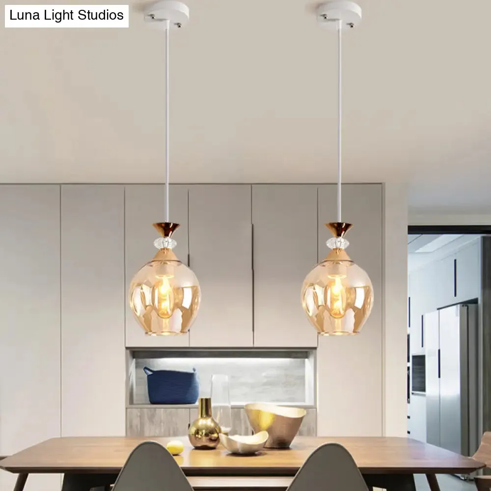 Modern Cup-Shaped Glass Pendant Light with Multi-Colored Dimples