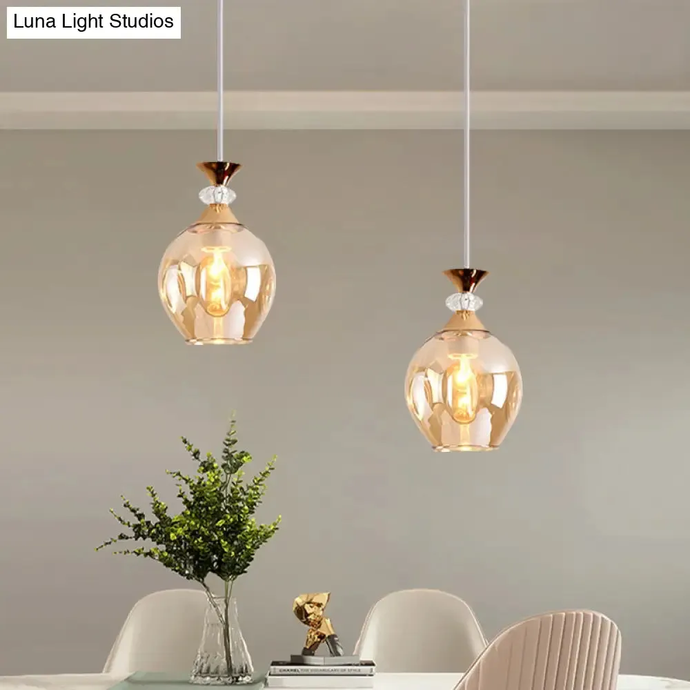 Modern Cup-Shaped Glass Pendant Light with Multi-Colored Dimples