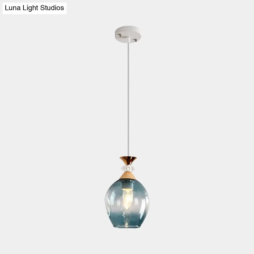 Modern Cup-Shaped Glass Pendant Light with Multi-Colored Dimples