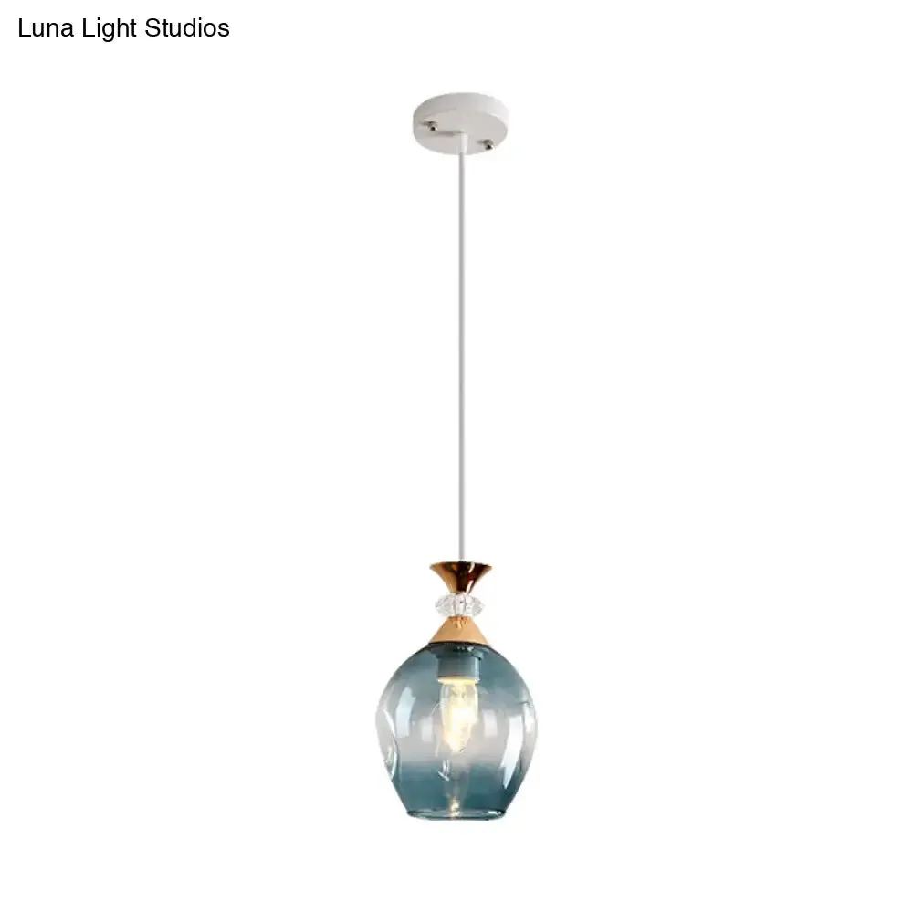 Modern Cup-Shaped Glass Pendant Light with Multi-Colored Dimples