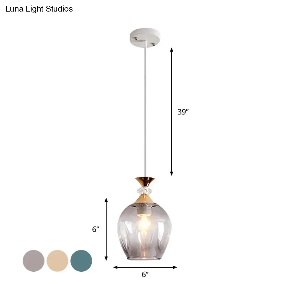 Modern Cup-Shaped Glass Pendant Light with Multi-Colored Dimples