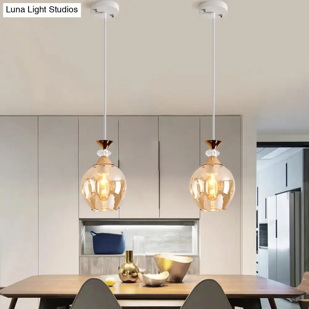 Modern Cup-Shaped Glass Pendant Light with Multi-Colored Dimples