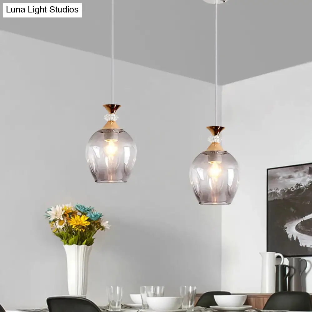 Modern Cup-Shaped Glass Pendant Light with Multi-Colored Dimples