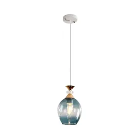 Modern Cup-Shaped Glass Pendant Light with Multi-Colored Dimples