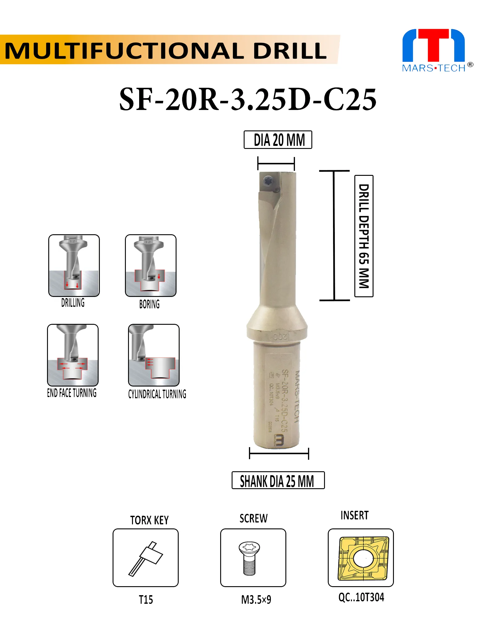 Multifunction Drill 20 mm Right / Left pack of 1