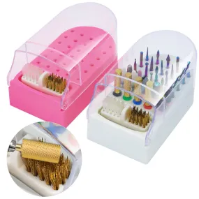 Nail Drill Bits Holder Stand Display 30 Holes With Cleaning Brush