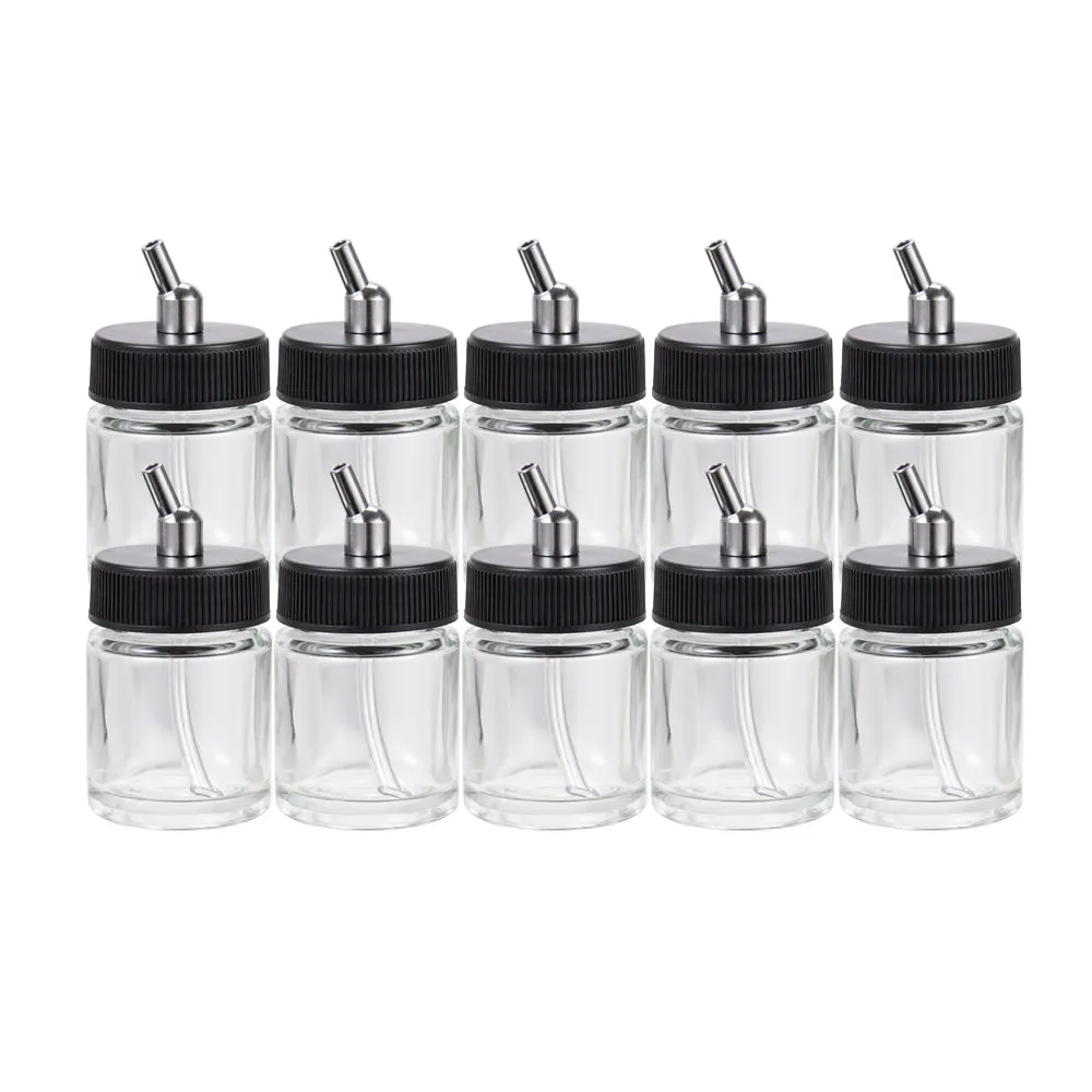 OPHIR Airbrush Glass Bottle Jar  Airbrush Parts Refillable Bottles for Model Paint Dual Action Airbrush