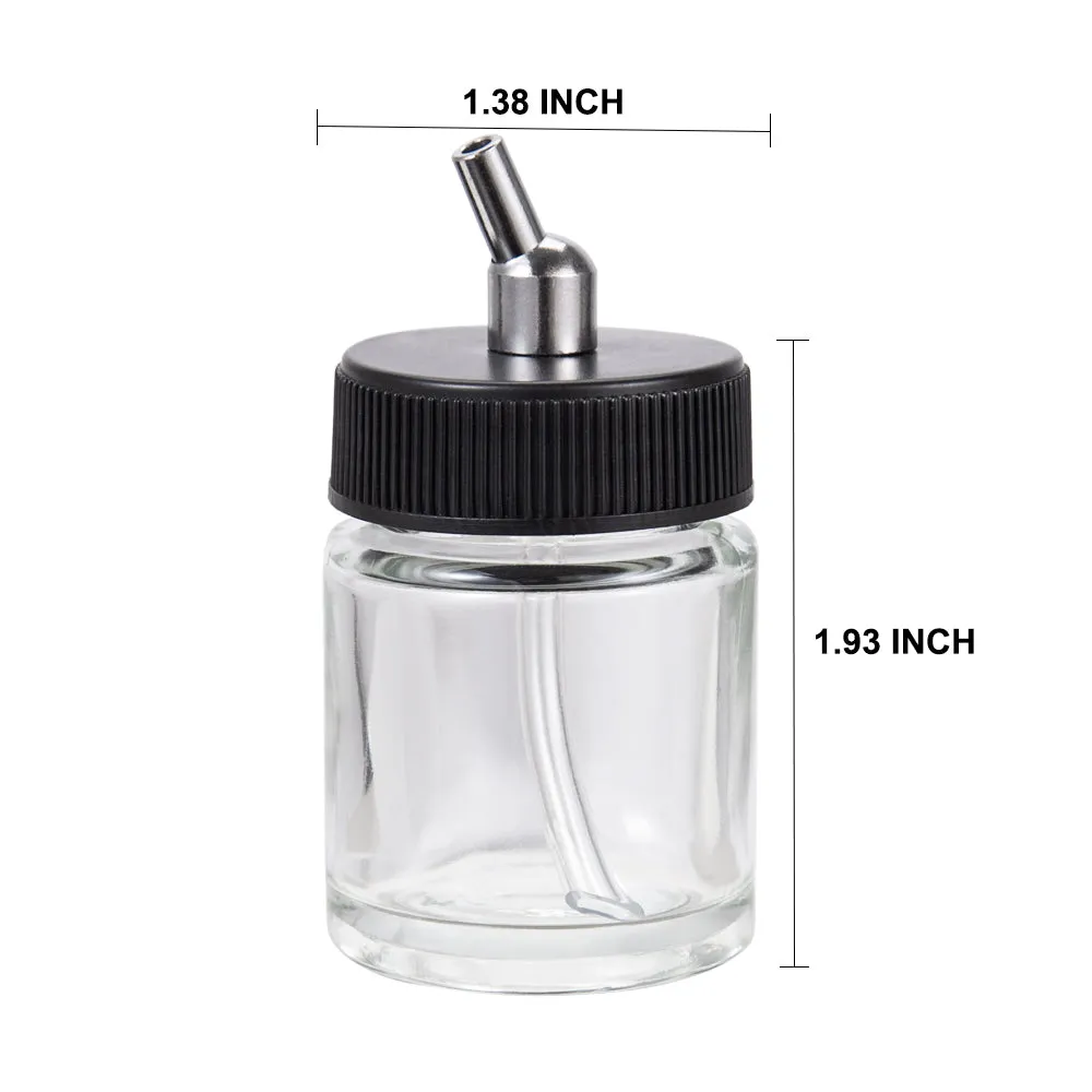 OPHIR Airbrush Glass Bottle Jar  Airbrush Parts Refillable Bottles for Model Paint Dual Action Airbrush