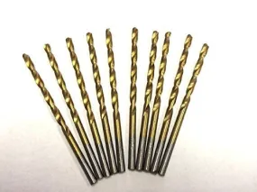 PACK OF 10, 1/16" TITANIUM COATED HSS DRILL BITS FOR WOOD, METAL & PLASTIC