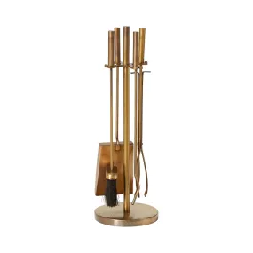 Perry Fire Set Brass Antique 61x20cm