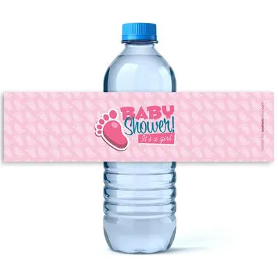 Pink Baby Feet Water Bottle Labels