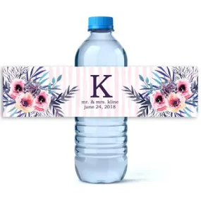 Pink Monogram Water Bottle Labels