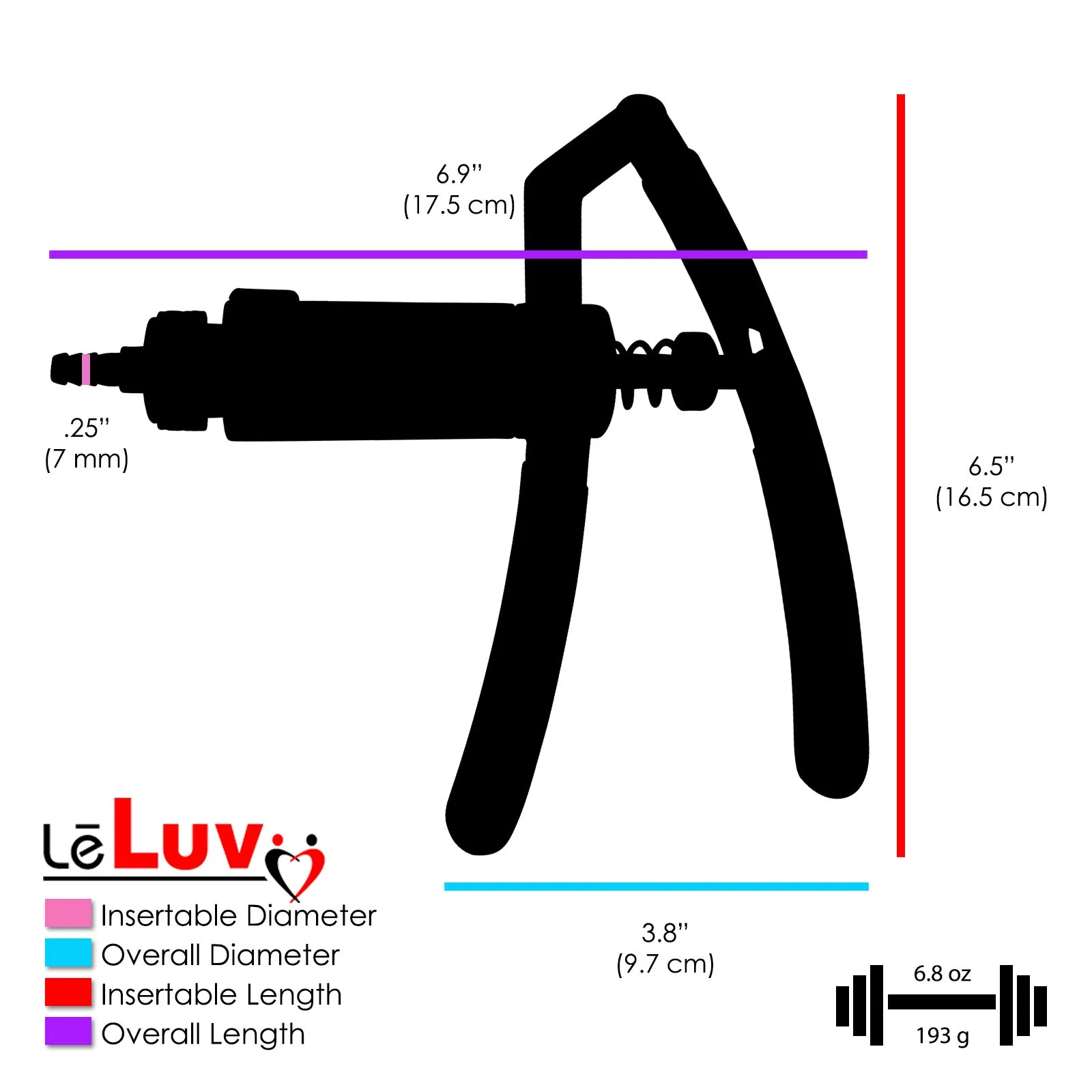 Primo Lite Handle Penis Pump   Gauge, Silicone Hose | Round Flange Cylinder | No Accessories