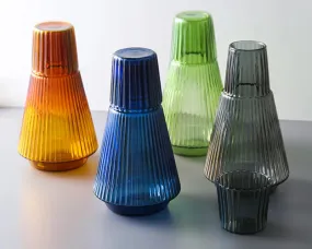 Prism Pleated Glass Carafe & Cup Set