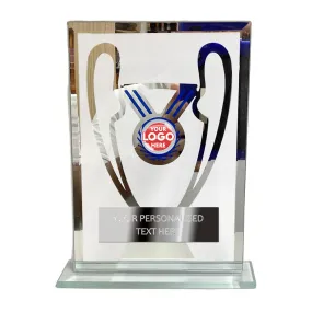 Rectangular Glass Award with Silver Trophy Design 50521