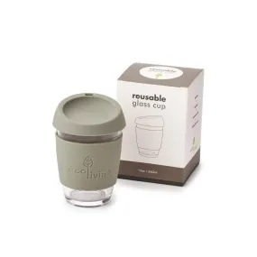 Reusable Glass Coffee Cup - Light Grey