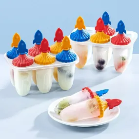 Rocket Design 6pc Ice Candy Mold/Popsicle Maker.