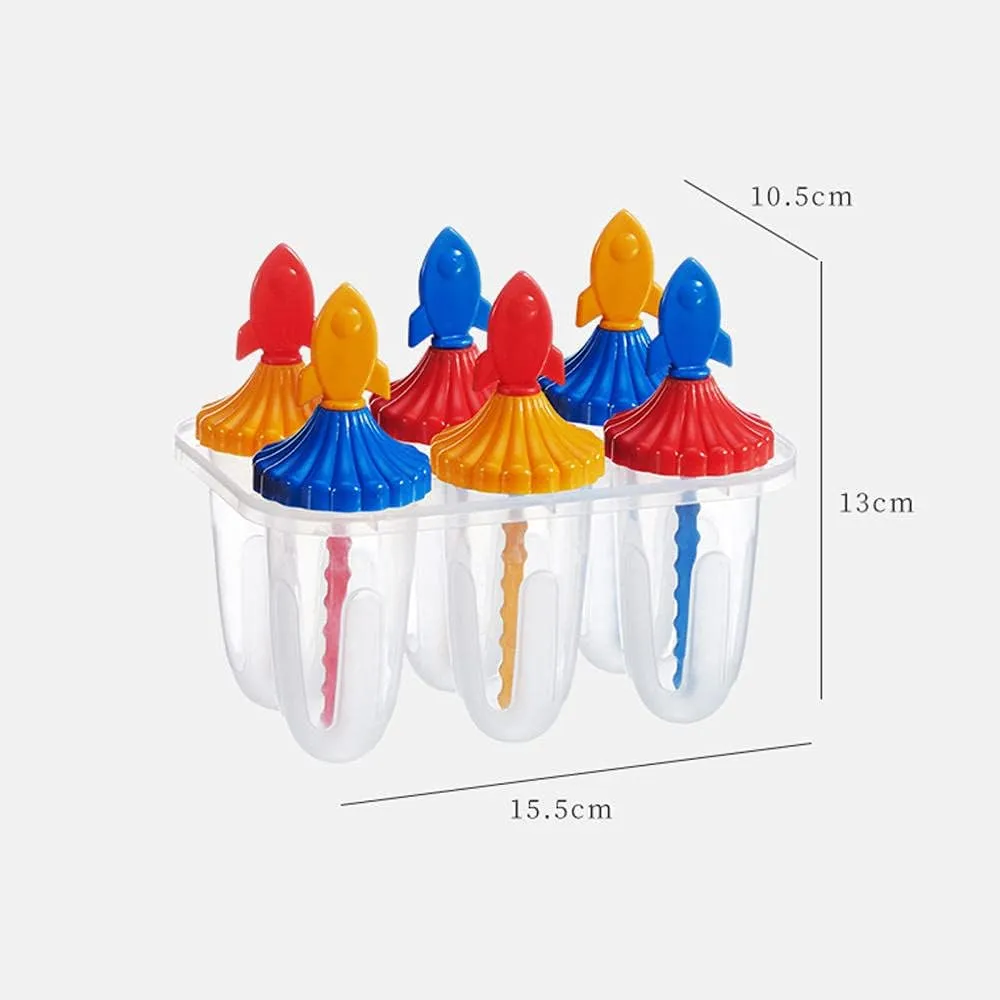 Rocket Design 6pc Ice Candy Mold/Popsicle Maker.