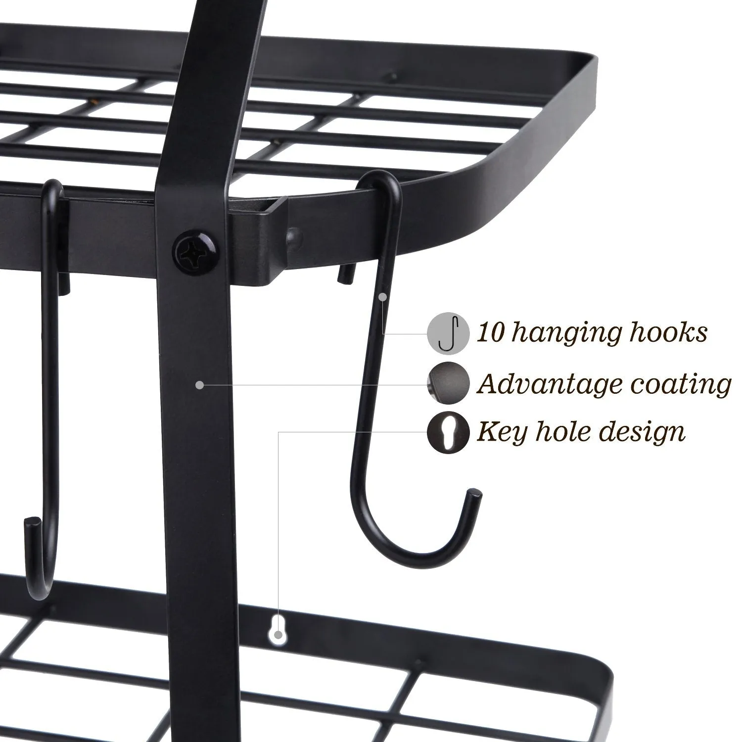 Shelf Pot And Pan Rack - Mounted Hanging Pot Rack For Kitchen Storage And Organization