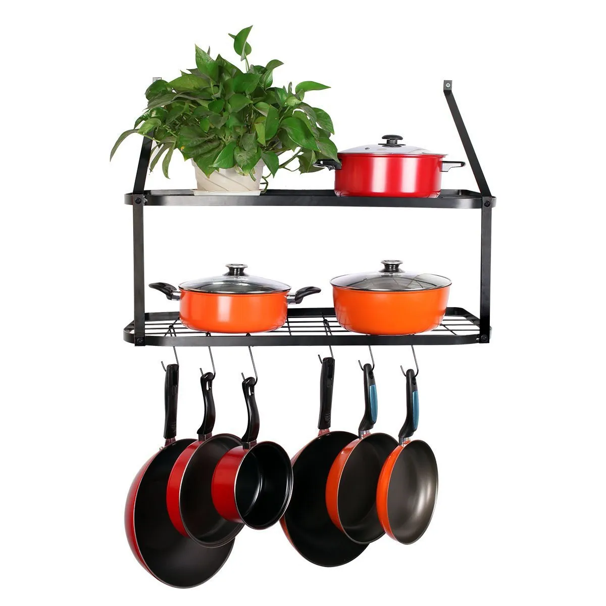 Shelf Pot And Pan Rack - Mounted Hanging Pot Rack For Kitchen Storage And Organization