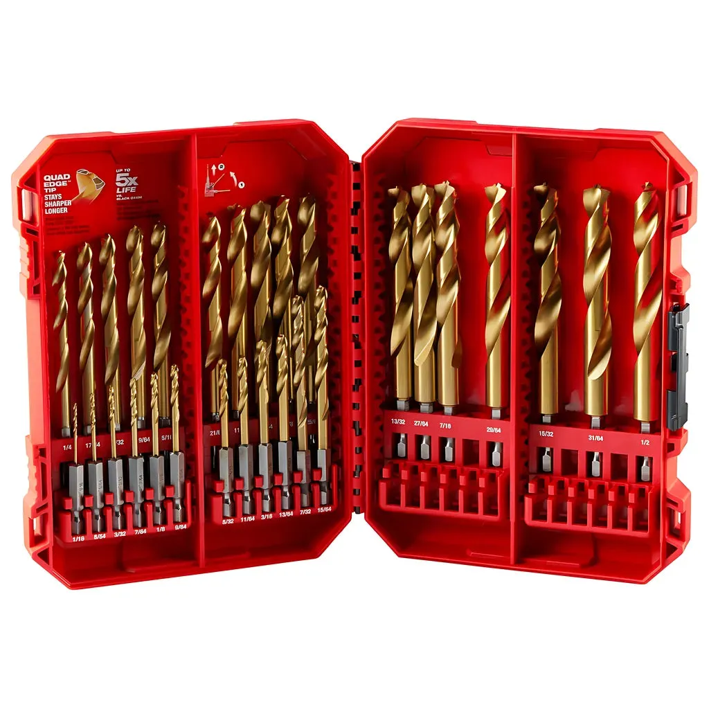 SHOCKWAVE Impact Duty™ RED HELIX™ Titanium Drill Bit Set - 29PC