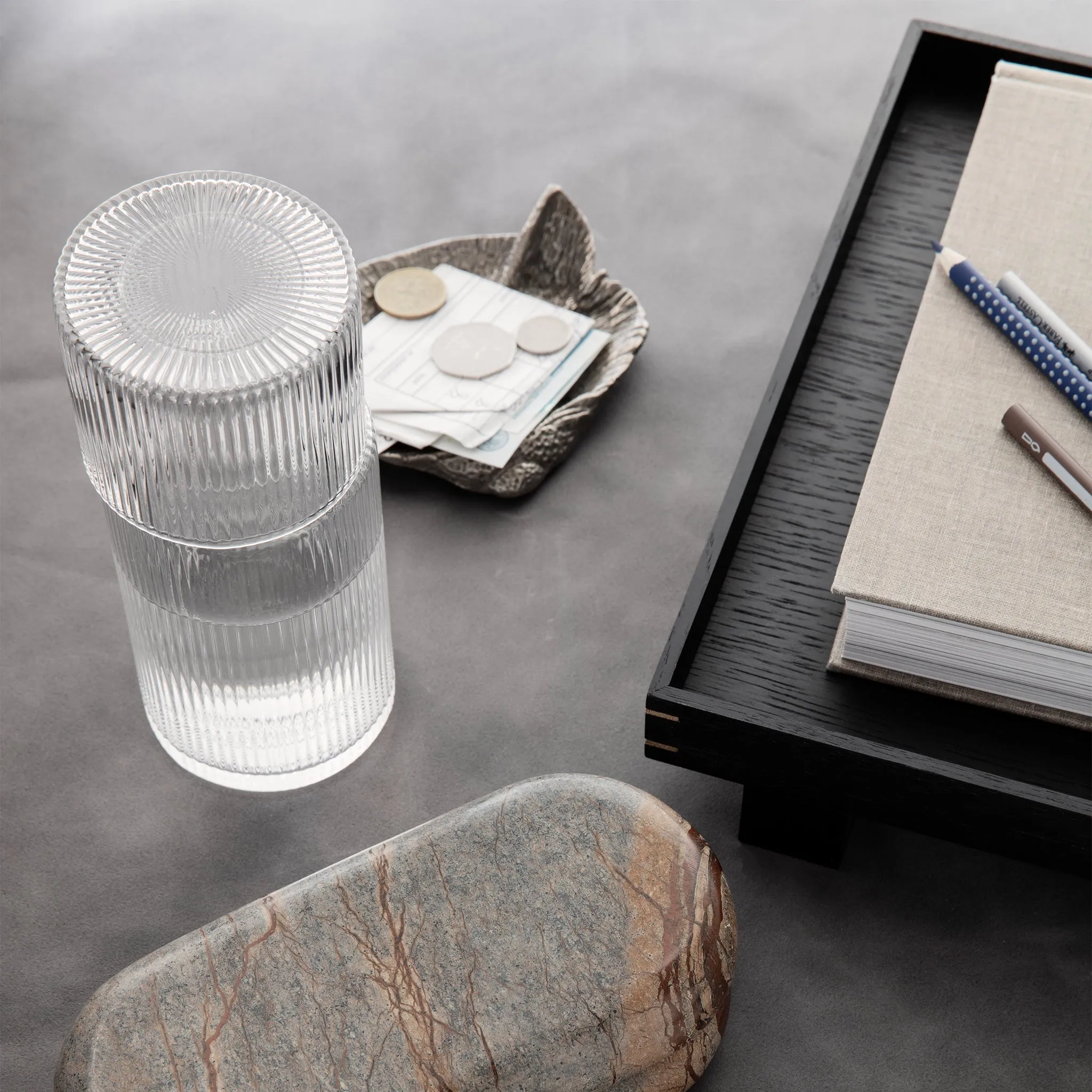 Small Ripple Carafe Set with Glass By Ferm Living