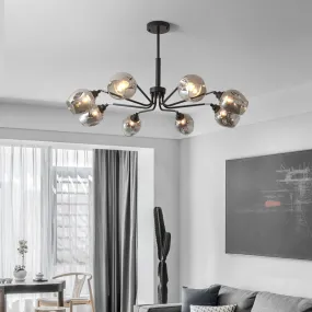 Smoke Grey Glass Chandelier with 8 Lights in Modernist Cup Shape - Perfect for Living Rooms and Dining Areas