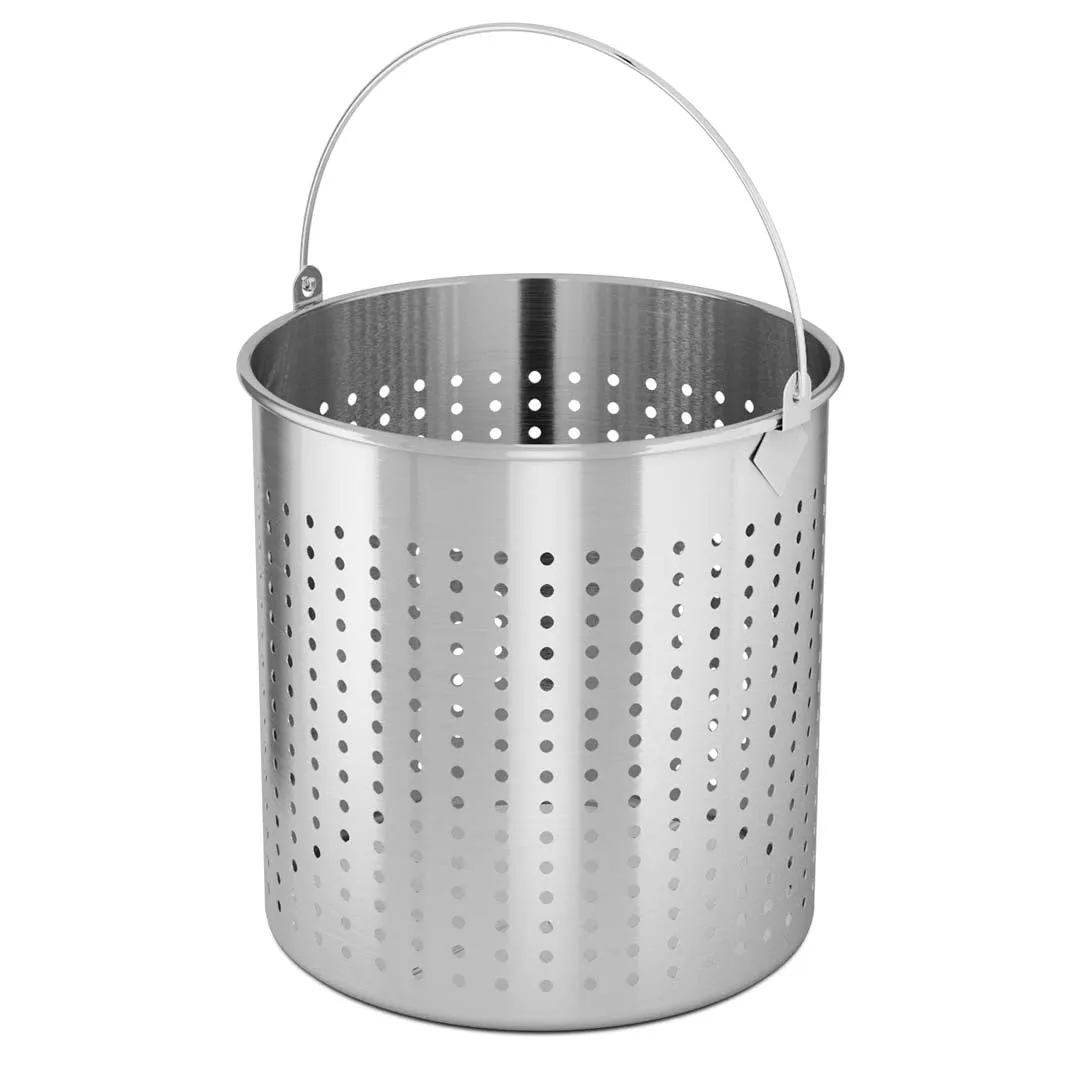 SOGA 50L 18/10 Stainless Steel Stockpot with Perforated Stock pot Basket Pasta Strainer