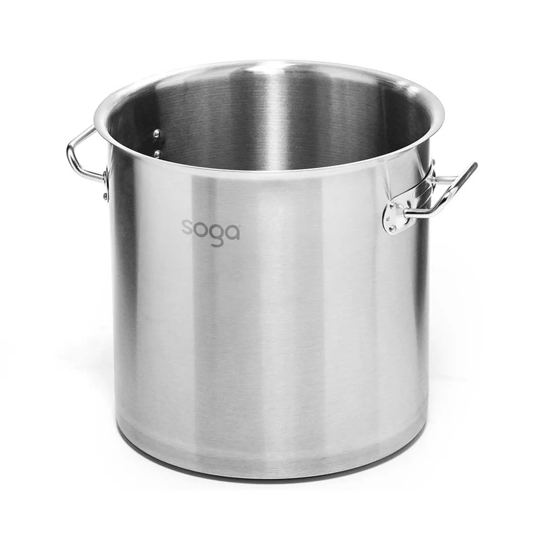 SOGA 50L 18/10 Stainless Steel Stockpot with Perforated Stock pot Basket Pasta Strainer