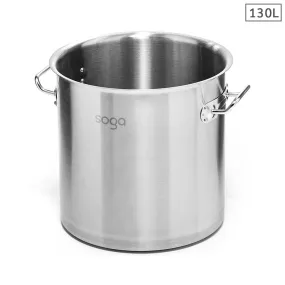 SOGA Stock Pot 130L Top Grade Thick Stainless Steel Stockpot 18/10 Without Lid