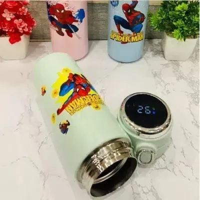 Spiderman push button temperature bottle