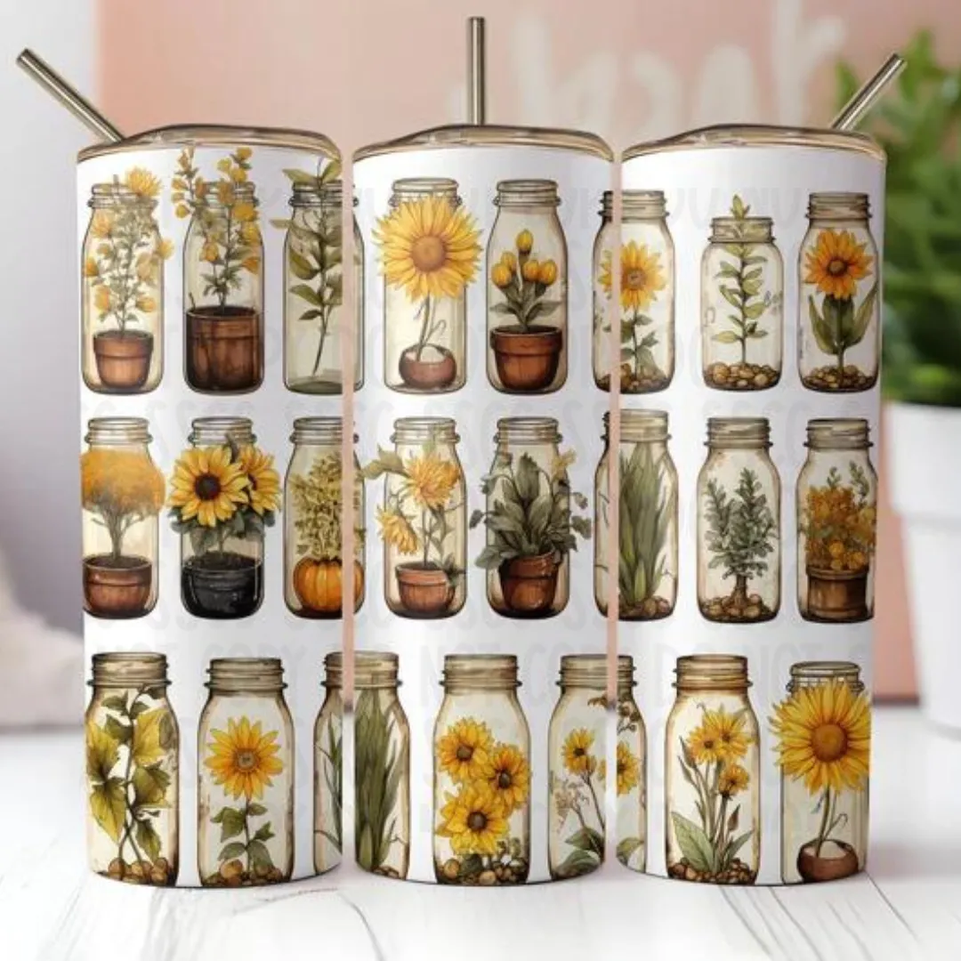 Sunflower Mason Jar 20oz Tumbler