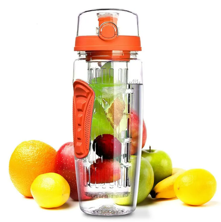 Toxin-Free Lightweight Sports Portable Fruit Infuser Water Bottle for Hiking/Outdoors