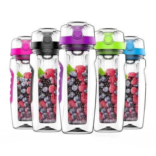 Toxin-Free Lightweight Sports Portable Fruit Infuser Water Bottle for Hiking/Outdoors