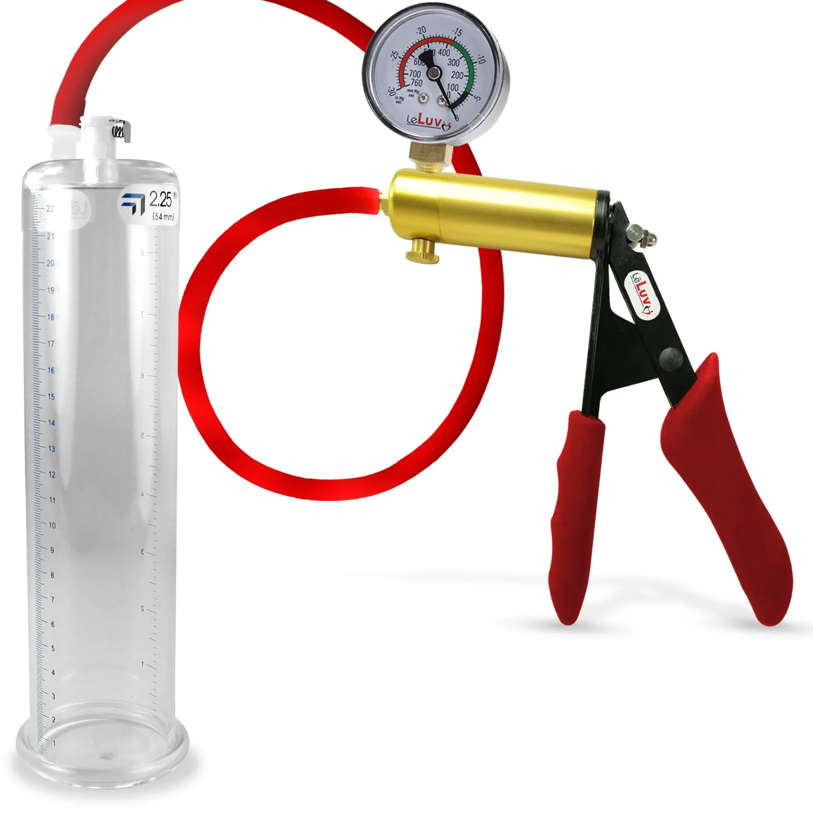 Ultima Red Penis Pump | Premium Grips & Hose   Gauge | 9" No Accessories