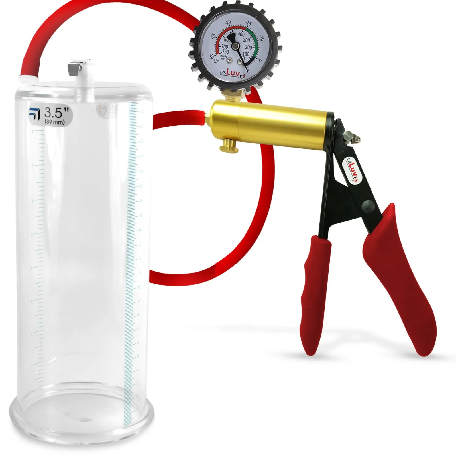 Ultima Red Penis Pump | Premium Grips & Hose   Gauge | 9" No Accessories