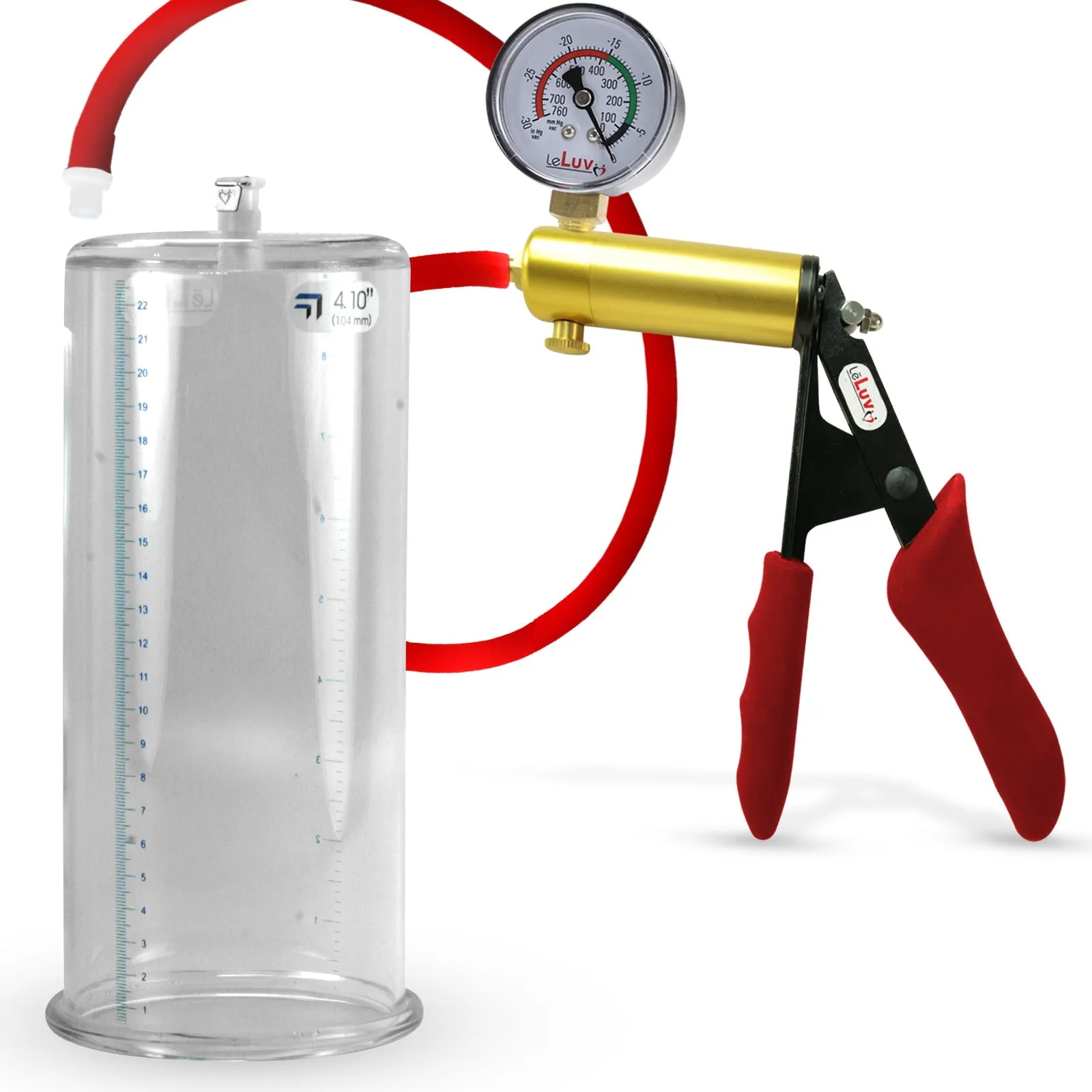 Ultima Red Penis Pump | Premium Grips & Hose   Gauge | 9" No Accessories