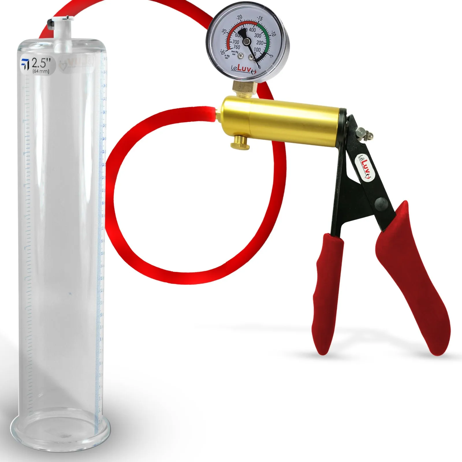 Ultima Red Penis Pump | Premium Grips & Hose   Gauge | 9" No Accessories