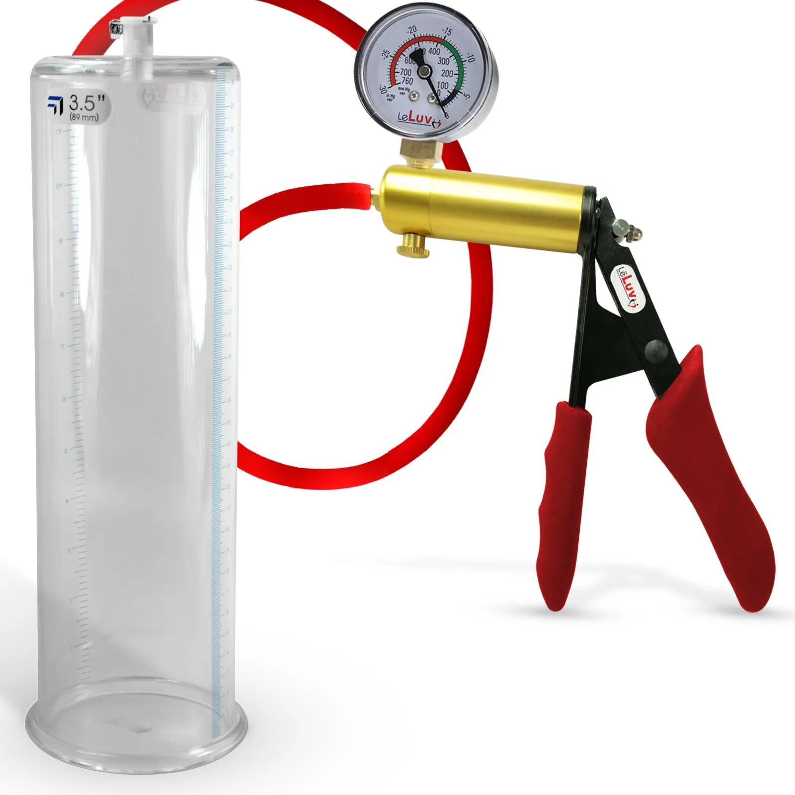 Ultima Red Penis Pump | Premium Grips & Hose   Gauge | 9" No Accessories