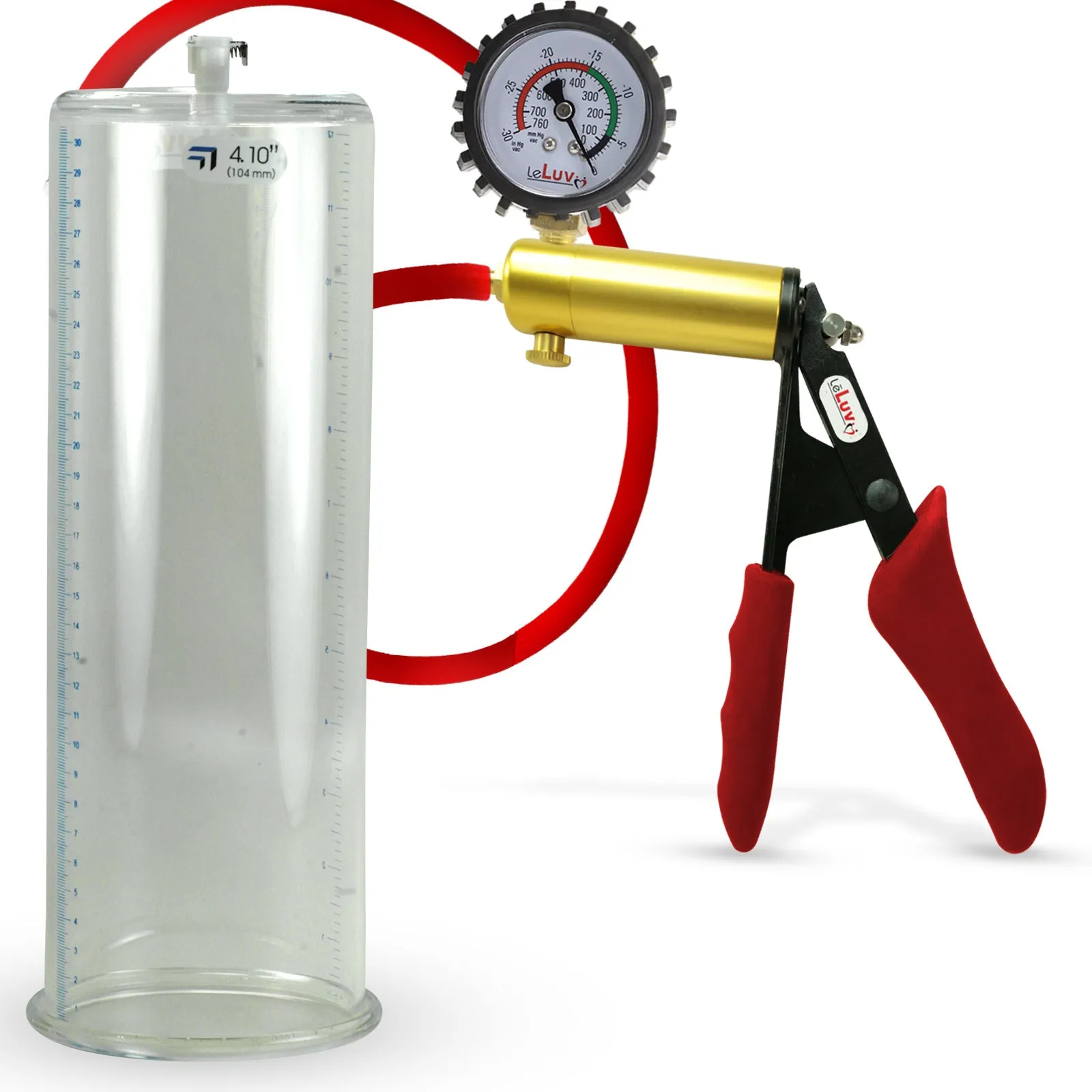 Ultima Red Penis Pump | Premium Grips & Hose   Gauge | 9" No Accessories