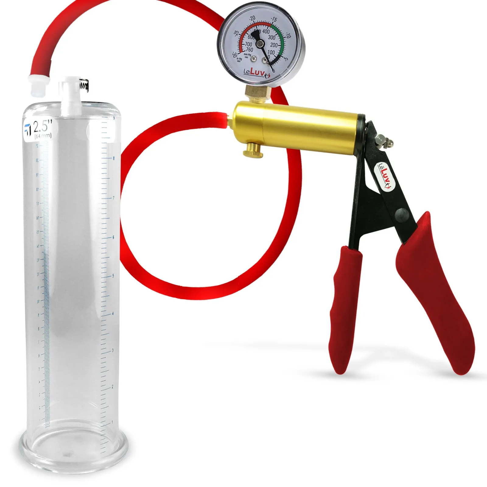 Ultima Red Penis Pump | Premium Grips & Hose   Gauge | 9" No Accessories