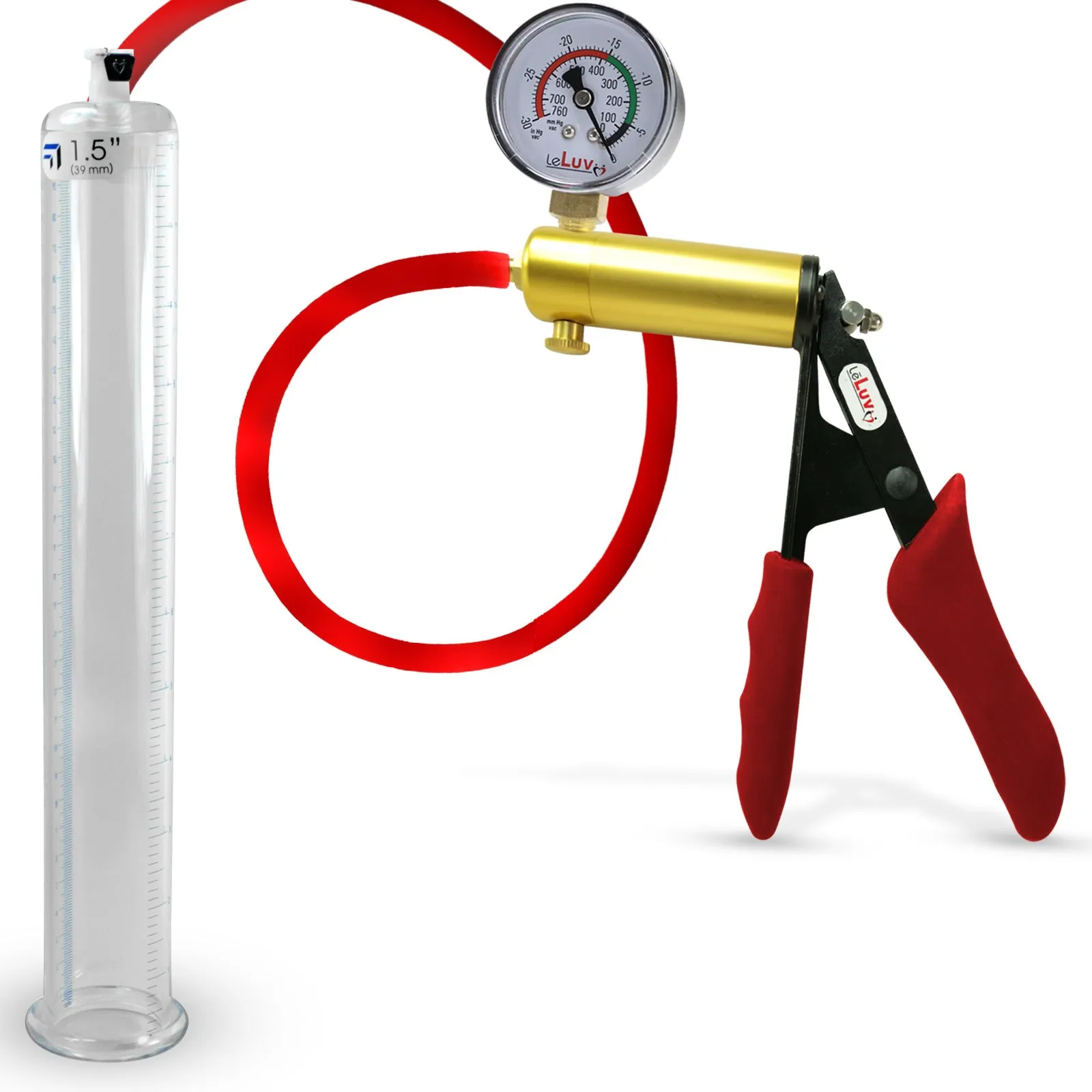 Ultima Red Penis Pump | Premium Grips & Hose   Gauge | 9" No Accessories