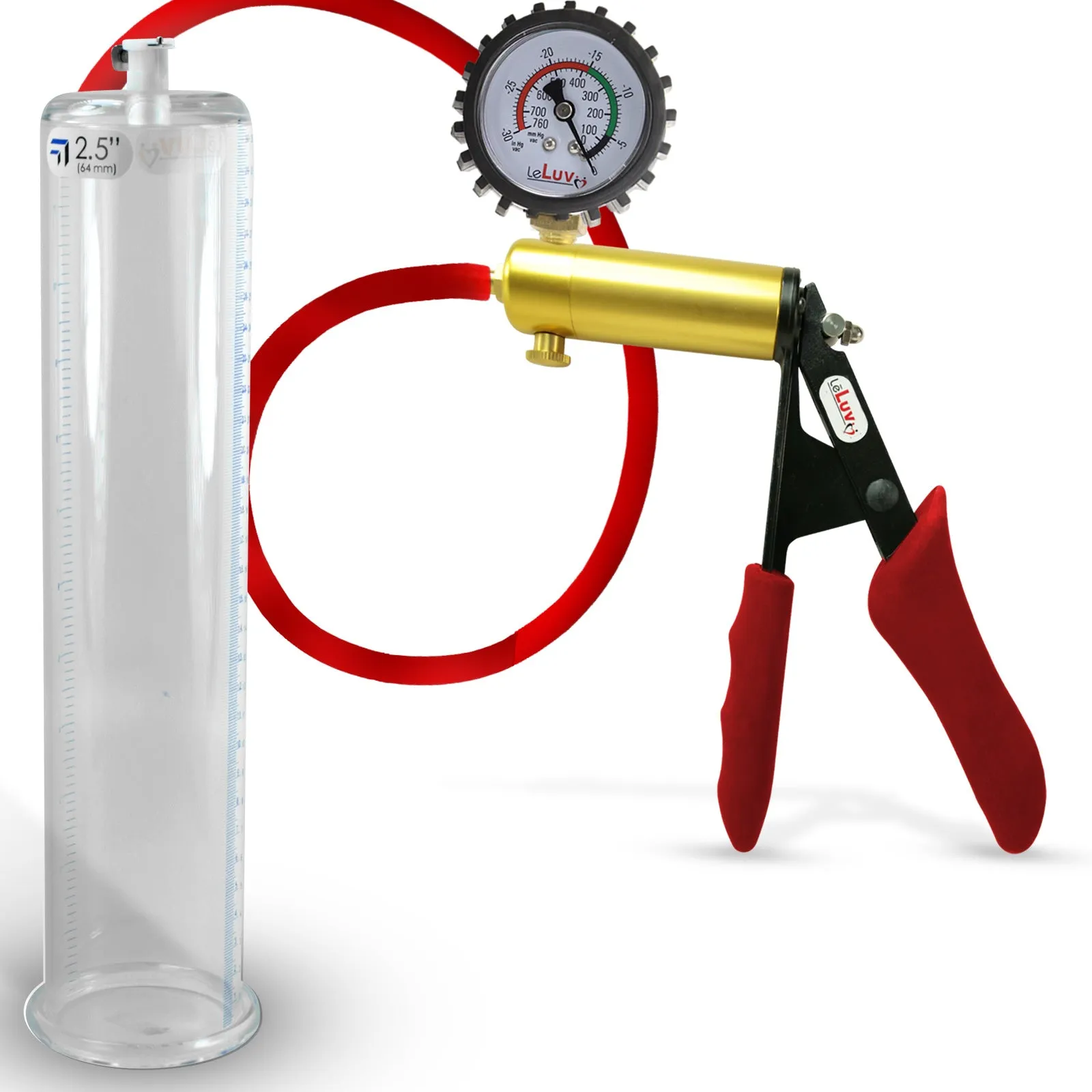 Ultima Red Penis Pump | Premium Grips & Hose   Gauge | 9" No Accessories