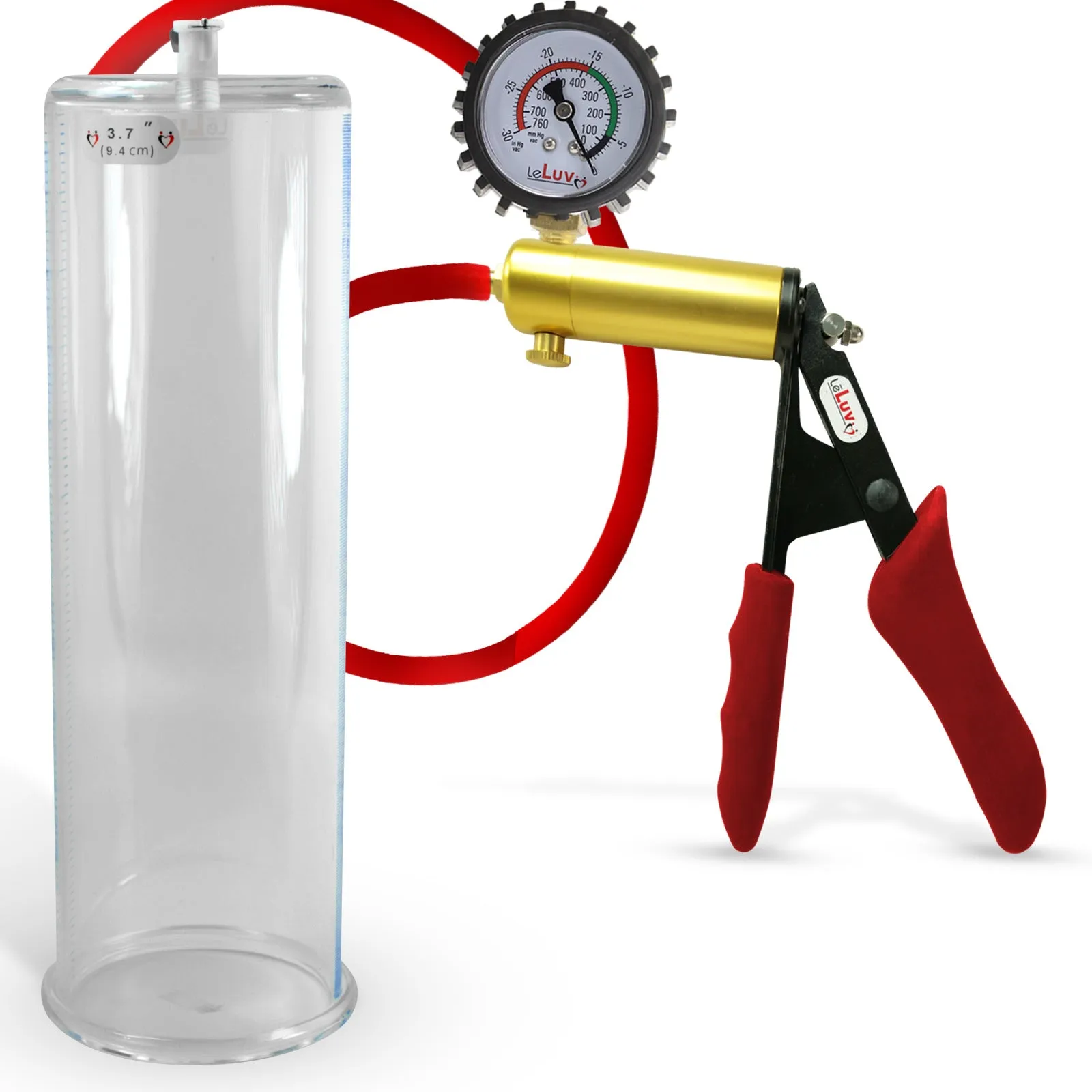 Ultima Red Penis Pump | Premium Grips & Hose   Gauge | 9" No Accessories