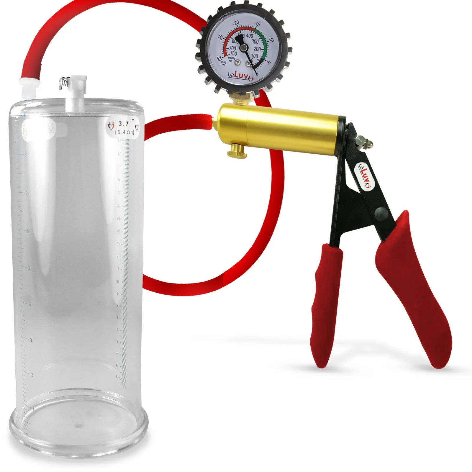 Ultima Red Penis Pump | Premium Grips & Hose   Gauge | 9" No Accessories